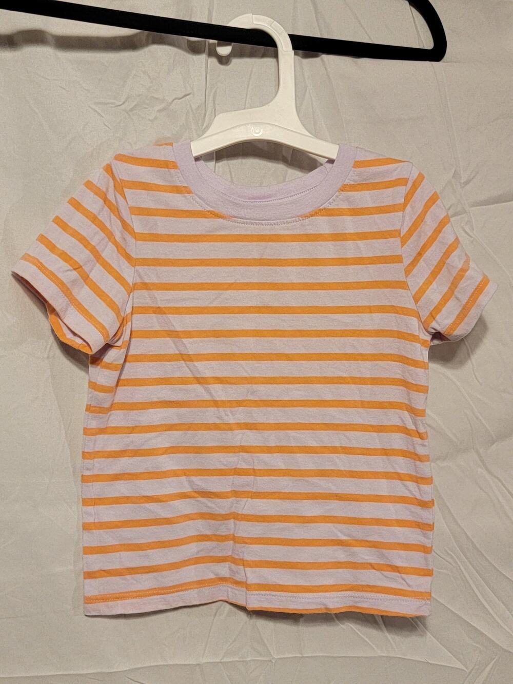 Cat & Jack Toddler Girls' Short Sleeve Striped Tee Light Purple/Orange Sz 2T